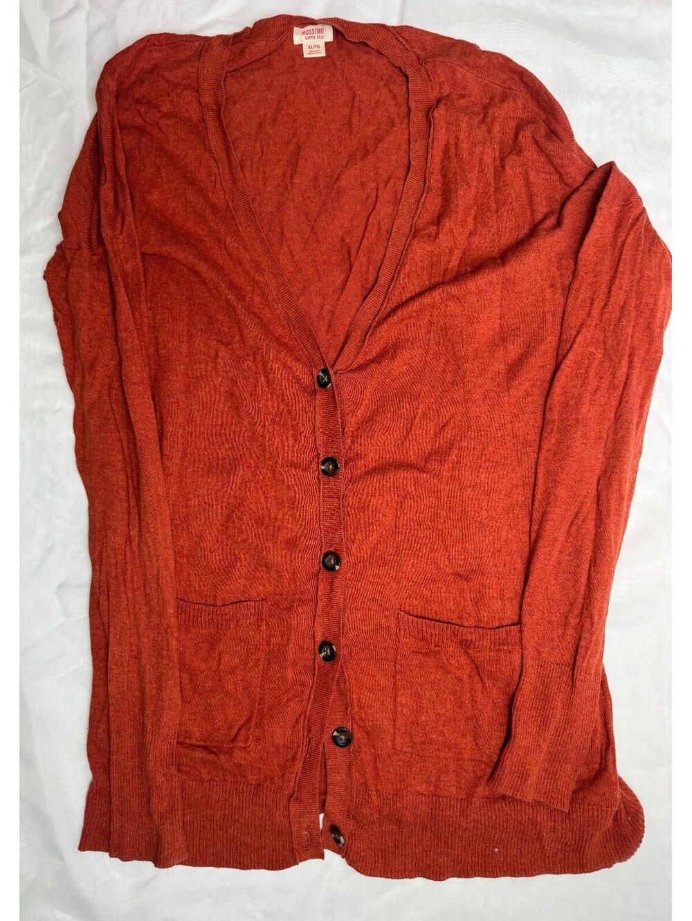 Mossimo Orange cotton button cardigan with pockets